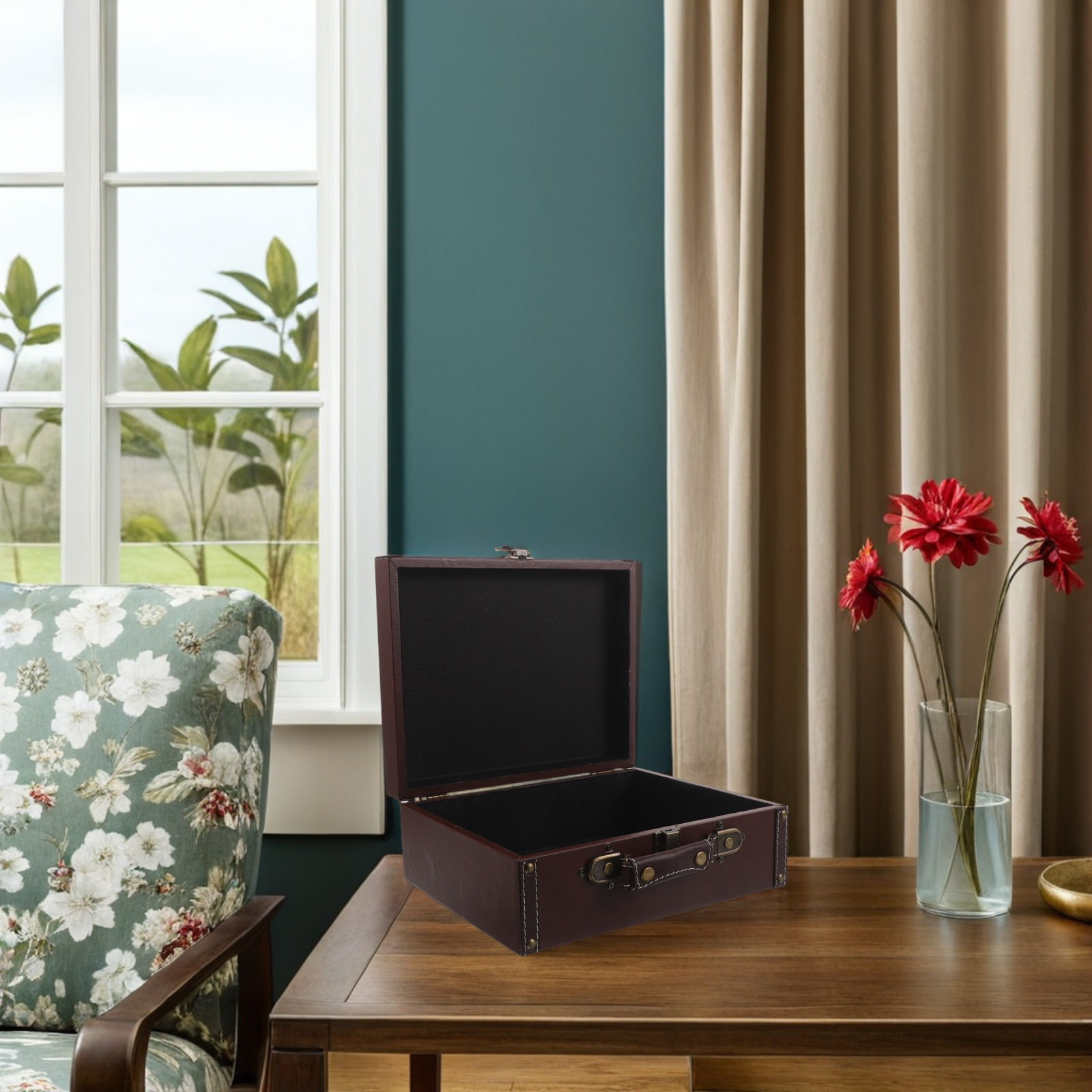 Retro Vintage Trunk Suitcase - Kotak Penyimpanan Kayu Bergaya Retro, Koper