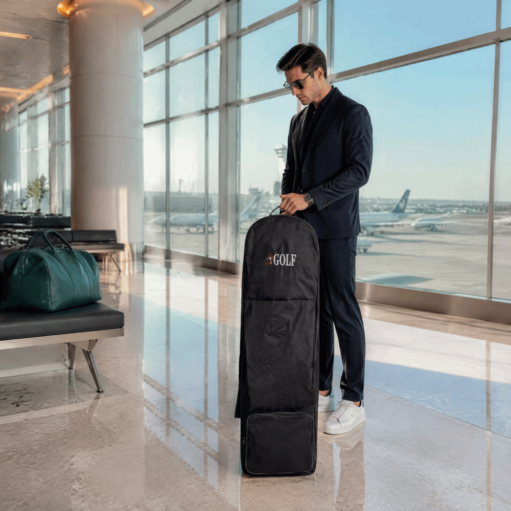 Foldable Rolling Luggage Bag - Tas Golf Hitam yang Dapat Dilipat,
