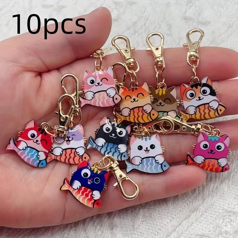 Wallets - 10 buah gantungan kunci kucing berbahan